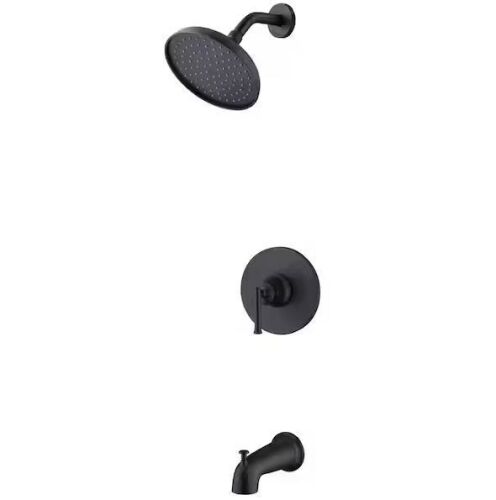 Glacier Bay Oswell Single Handle 1-Spray Tub and Shower Faucet 1.8 GPM in Matte Black - Lot 646JF