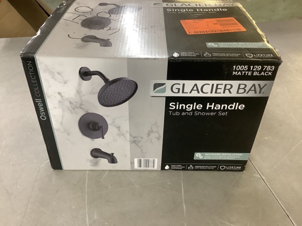 Glacier Bay Oswell Single Handle 1-Spray Tub and Shower Faucet 1.8 GPM in Matte Black - Image 7 - Lot 646JF