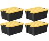 IRIS 45 qt. /11.25 Gal. Plastic Storage Bins with Lids, Black, Latching, Stackable, Totes 4Pk - Thumbnail 1