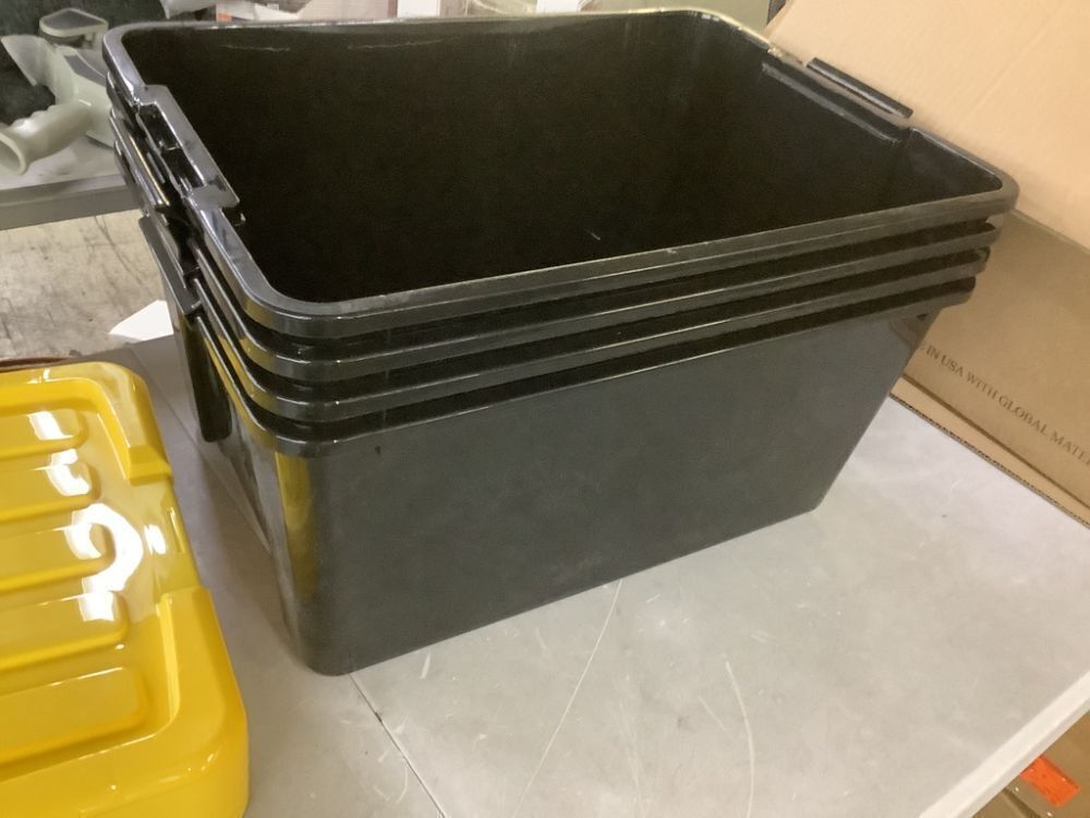 IRIS 45 qt. /11.25 Gal. Plastic Storage Bins with Lids, Black, Latching, Stackable, Totes 4Pk - Image 3 - Lot 732JF