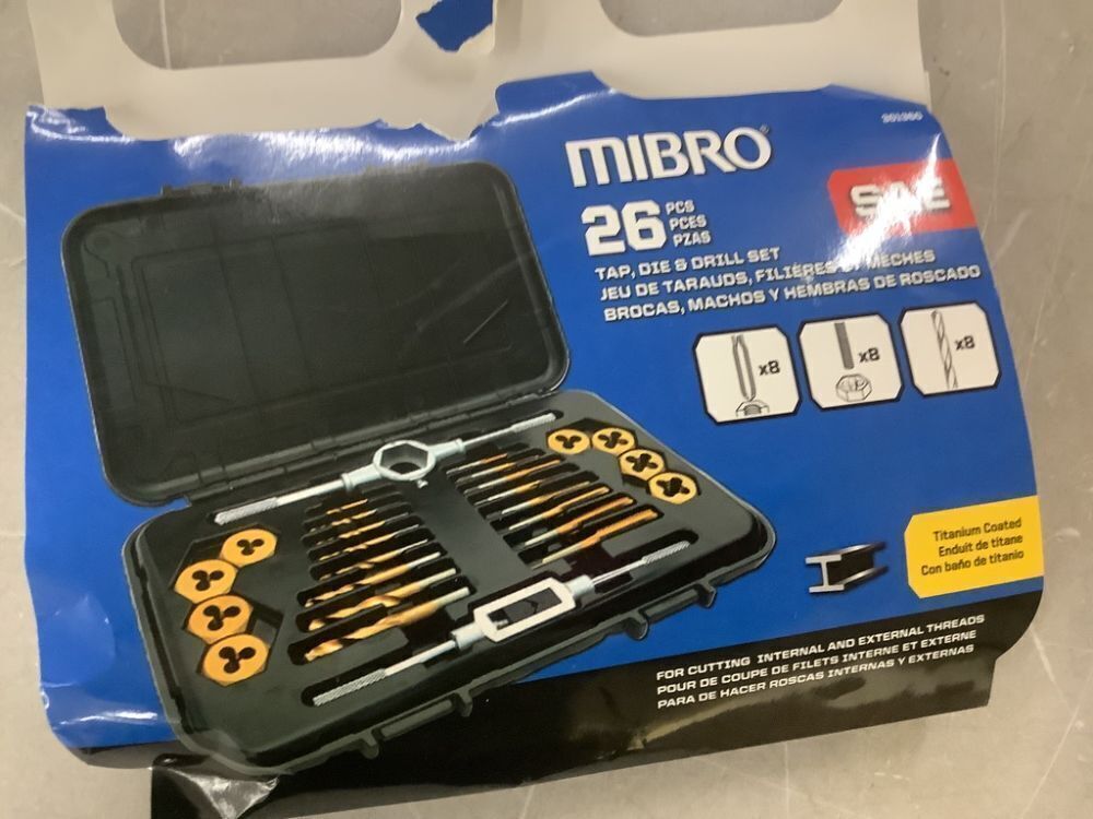 MIBRO Titanium Nitride Coated SAE Tap, Die, and Drill Set (26-Piece) - Image 4 - Lot 733JF