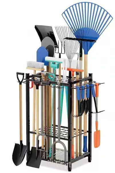 3-Tier Garden Tool Organizer Rack with Storage Hooks Up to 50 Tools - Image 1 - Lot 741JF