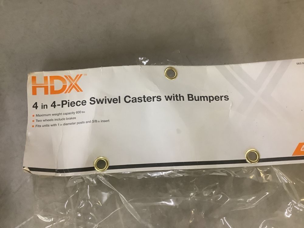 HDX 4 in. Industrial Casters with Bumper (4-Pack) - Image 4 - Lot 743JF
