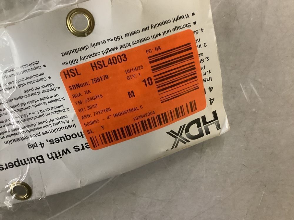 HDX 4 in. Industrial Casters with Bumper (4-Pack) - Image 6 - Lot 743JF
