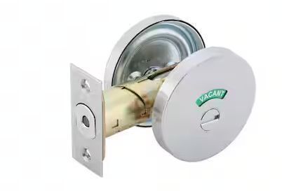 Universal Hardware Occupancy Indicator Deadbolt, Non-handed, Adjustable Backset, Satin Chrome Finish - Lot 745JF