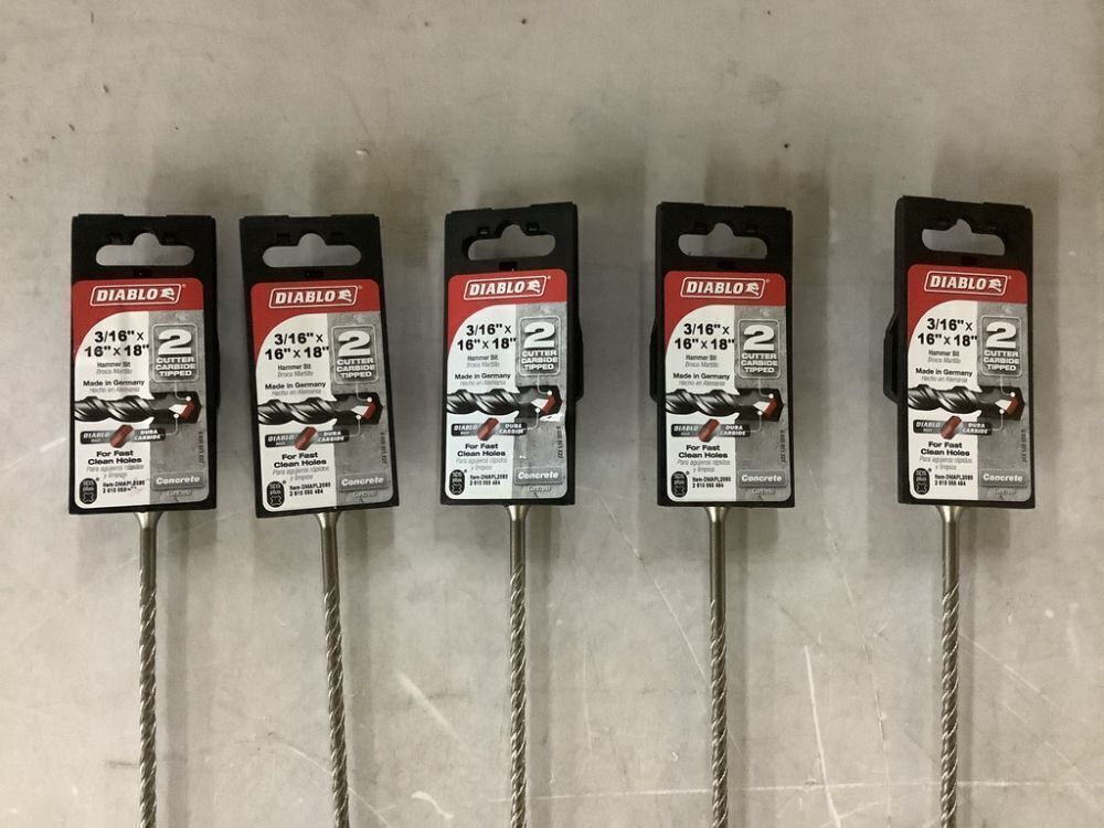 Lot of (5) DIABLO 3/16 in. x 16 in. x 18 in. SDS-Plus 2-Cutter Carbide-Tipped Hammer Drill Bit - Image 3 - Lot 746JF