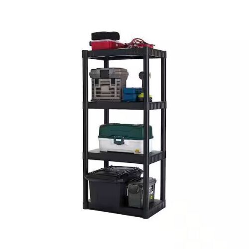 Plano 4-Tier Standard Duty Plastic Storage Shelving Unit 14.5" x 22" x 48.25" - Lot 747JF