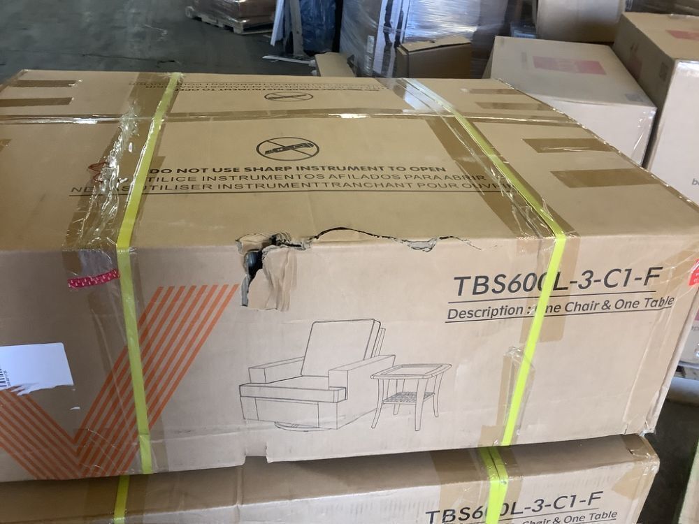 Wicker Sectional Patio Furniture Set with 54" Fire Pit Table - Similar to Stock Photo, 1 Extra Side Table, 1 Extra Chair, 4 Ottomans, No Corner Pieces & Only 1 Coffee Table - Image 5 - Lot 4JF