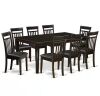 East West Furniture 9-Piece Cappuccino Finish Solid Wood Top Dining Table with 8 Chairs with Lattice Back - Thumbnail 1