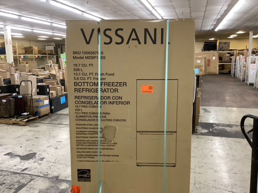 Vissani 18.7 cu. ft. Bottom Freezer Refrigerator in Stainless Steel - Image 2 - Lot 13JF