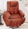 LACOO Brown Leather Standard (No Motion) Recliner with Power Lift - Thumbnail 1