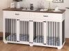 FUFU&GAGA White Wooden Accent Storage Cabinet Dog Crate with 2-Drawers for Large Dog - Thumbnail 1