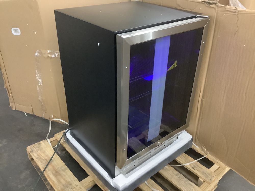 SOZT 23.4 in. Single Zone 180-Cans Beverage Cooler With 3 Removable Shelves, Built-in Blue Light, Stainless Steel - Image 3 - Lot 19JF