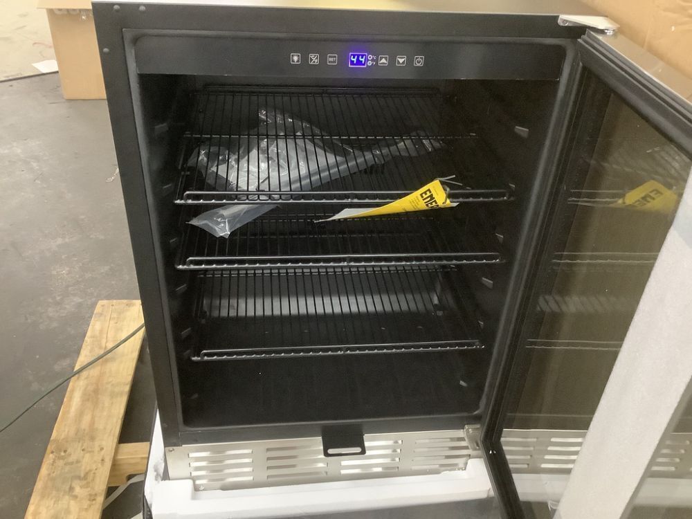 SOZT 23.4 in. Single Zone 180-Cans Beverage Cooler With 3 Removable Shelves, Built-in Blue Light, Stainless Steel - Image 6 - Lot 19JF