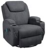 LACOO Big and Tall Smoke Gray Recliner Swivel and Rocking Chair with Power Massage Function - Thumbnail 1
