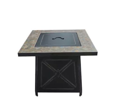Hampton Bay Crossridge 30.00 in. W 50000 BTU coating Steel Propane Outdoor Fire Pit Table with Lava Rocks and Screen - Lot 29JF