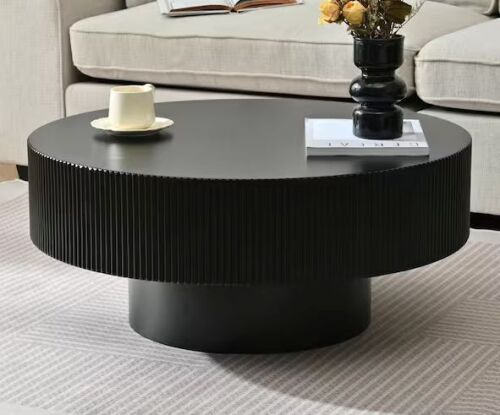 Polibi 31.5 in. Black Round MDF Coffee Table - Lot 34JF