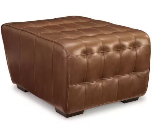 Temmpton Brown Leather Rectangle Cocktail Medium Ottoman - Lot 35JF