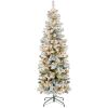 12' Pre-Lit Snow Flocked Artificial Pencil Christmas Tree - Thumbnail 1