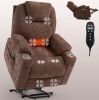 Boyel Living Brown Chenille Fabric Electric Lift Recliner Chairs Power Recliner Chair with USB Port Cup Holder and Storage Pocket - Thumbnail 1