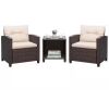 Tozey Brown 3-Piece Wicker Patio Conversation Set with Cream Cushions - Thumbnail 1