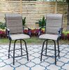 Padded Swivel Metal Outdoor Bar Stool with Arms, 2 Pack - Thumbnail 1