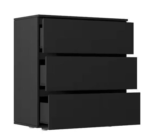 FUFU&GAGA 3-Drawer Black Wood Nightstand 30.3 in. W x 32.3 in. H x 15.7 in. D - Lot 68JF