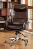 Glitzhome Coffee Mid-Century Modern Bonded Leather Gaslift Adjustable Swivel Office Chair - Thumbnail 1