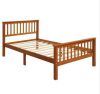 Harper & Bright Designs Oak (Orange) Wood Frame Twin Size Platform Bed with Headboard, Footboard and Central Support Legs - Thumbnail 1