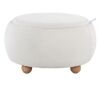 Lumisource Tray Pouf White Fabric and Natural Wood Storage Ottoman - Thumbnail 1