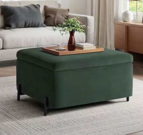 Lifestyle Solutions Knoxville Green Velvet Large Storage Ottoman - Lot 103JF