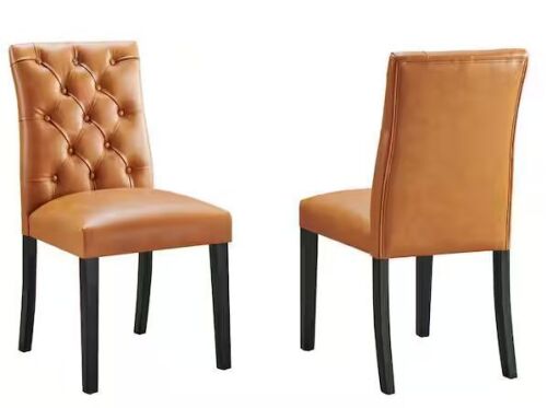 MODWAY Duchess Tan Dining Chair Vinyl Set of 2 - Lot 105JF