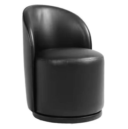 Uixe Black PU Leather Swivel Accent Barrel Chair - Lot 108JF