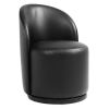 Uixe Black PU Leather Swivel Accent Barrel Chair - Thumbnail 1