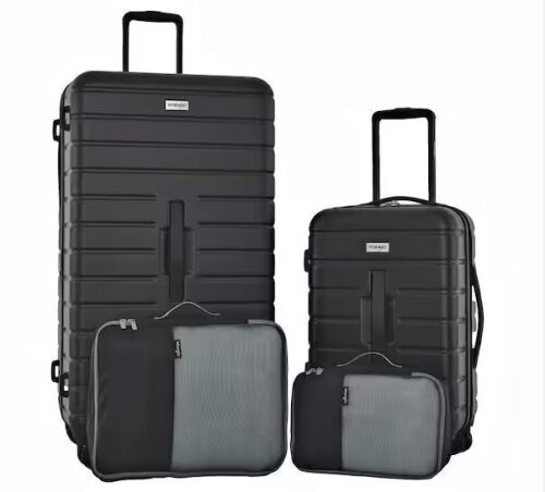 TCL Wrangler Black 4-Piece Hard Side Value Collection with 2-Packing Cubes and 360° Spinner Wheels Luggage Set - Lot 109JF