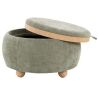 Lumisource Tray Pouf Green Fabric and Natural Wood Storage Ottoman - Thumbnail 1