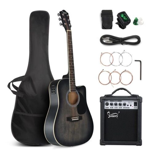 Glarry 41 Inch EQ Acoustic Guitar w/15W Amp Black - Lot 119