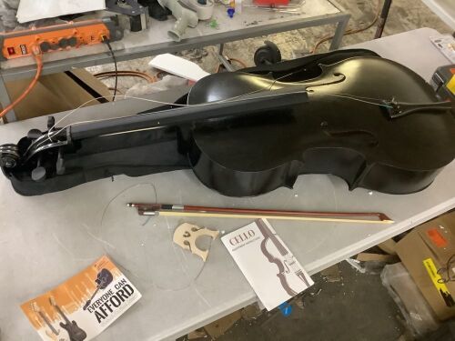 Glarry GC101 4/4 Full-Size Acoustic Cello Black - Needs New Strings - Lot 129