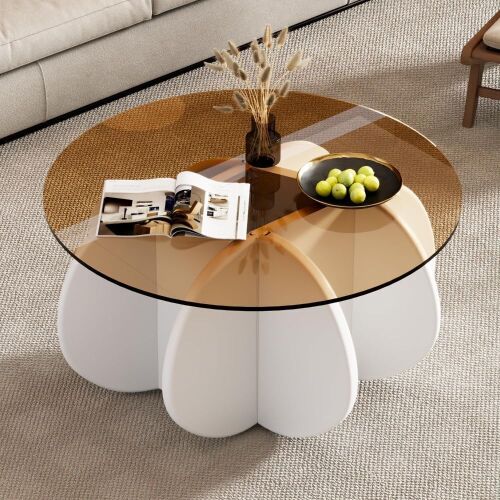 31.5'' Modern Round Tempered Glass Coffee Table - Lot 171
