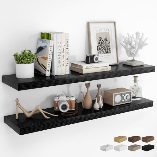 RICHFOCUS 48Inch Floating Shelves, Black, 2 Pack - Lot 267JF