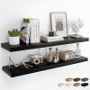 RICHFOCUS 48Inch Floating Shelves, Black, 2 Pack - Thumbnail 1