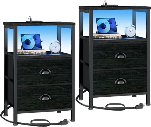 Furologee Nightstands with Charging Station, Set of 2 - Lot 284