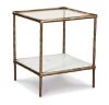 Ryandale 21 in. Antique Brass Square Glass End Table with Marble Shelf - Thumbnail 1