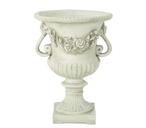 Isia 17.3 in. W x 24 in. H White Moss Lightweight Concrete Garden Urn Planter - Lot 321JF