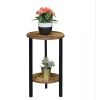 Convenience Concepts Graystone 23.75 in. H Barnwood/Black Low Round Particle Board Indoor Plant Stand with 2-Tiers - Thumbnail 1