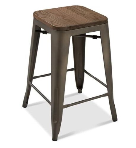Counter Height Rustic Industrial Backless Stools, Set of 4 - Lot 381