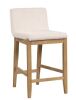 Nathan James Gracie 24 in. Modern Counter Height Bar Stool with Back, Brushed Light Brown Wood Legs, Natural Flax/Brown - Thumbnail 1