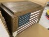 57 Qt. Wooden American Flag Patio Cooler - Needs Repair - Thumbnail 2