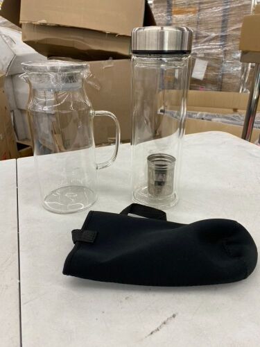 Glass Tea Infuser Bottle & Glass Pitcher - Lot 422