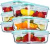 Lot of (2) YEBODA Glass Food Storage Containers with Airtight Snap Locking Lids, 6 pc - Thumbnail 1